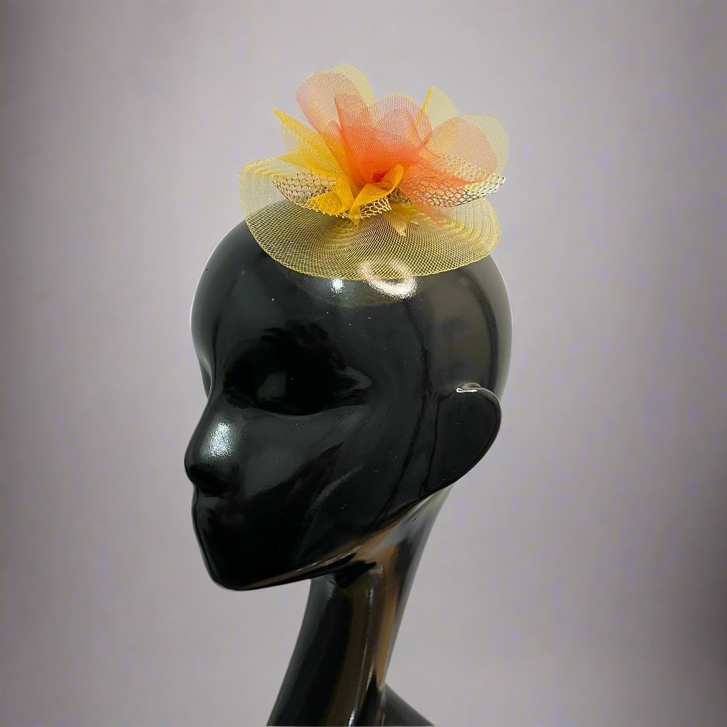 Marigold Dreams Yellow Red Fascinator Hat Clip