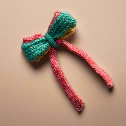 Multicolor Knitted Long tail Bow Hair Clip