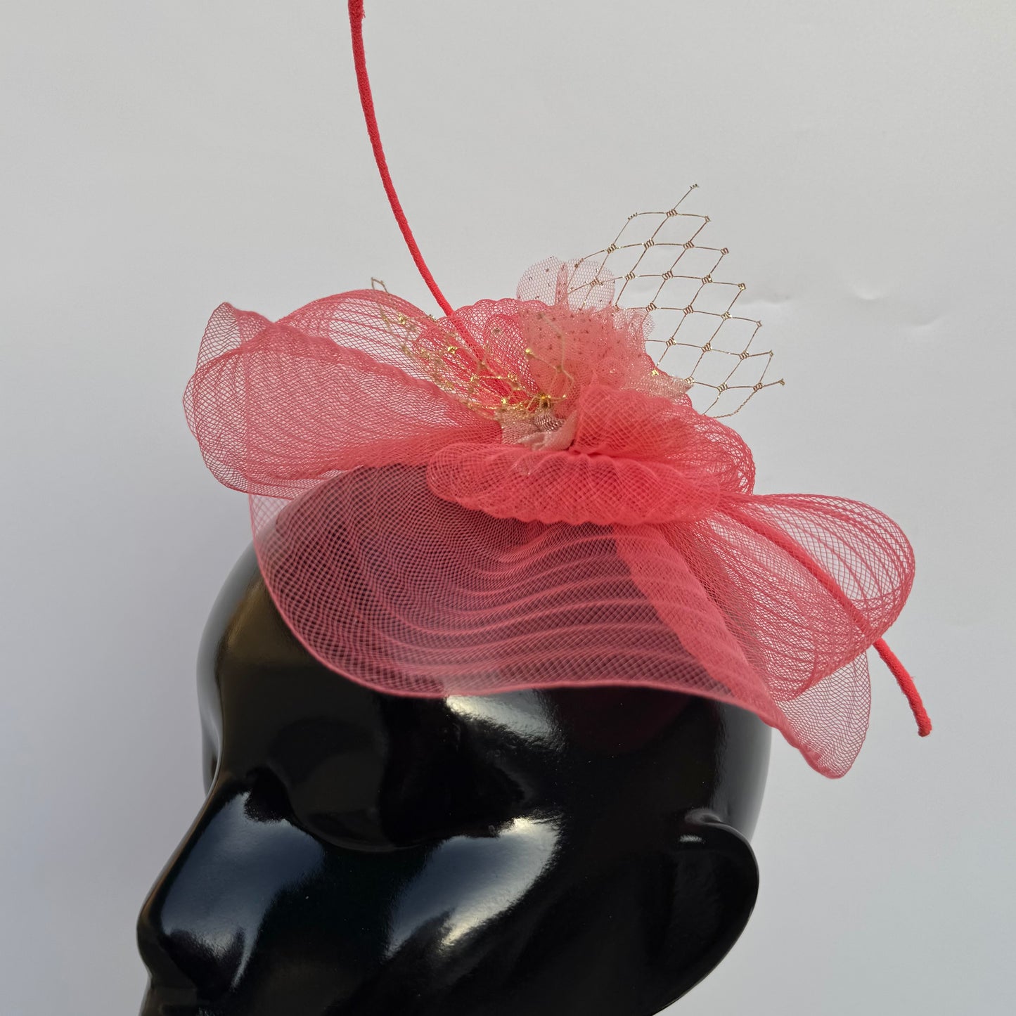 Coral Elegance Fascinator Derby  Hat Hair Clip