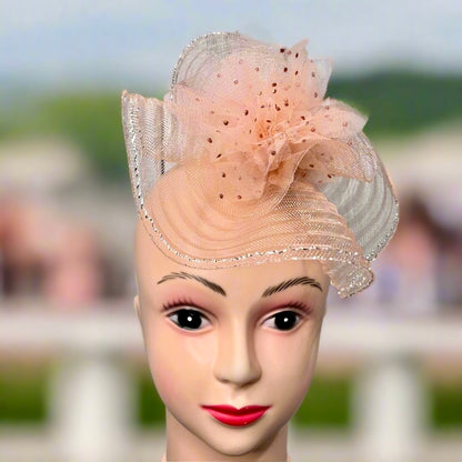 Peach Fascinator Hat Clip for Derby Race Day