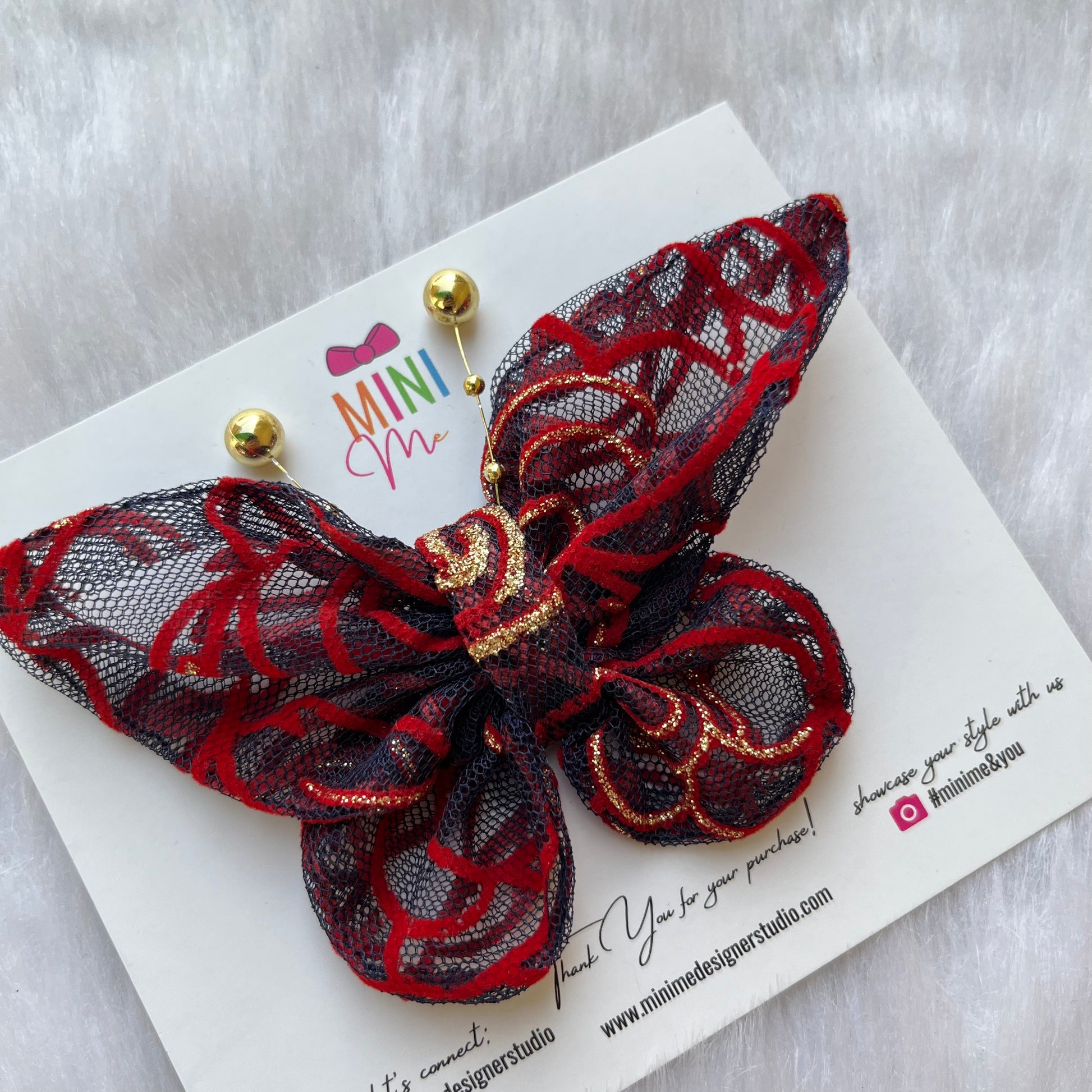 Blue and Red Crimson Butterfly Bow Headband | Baby Girl