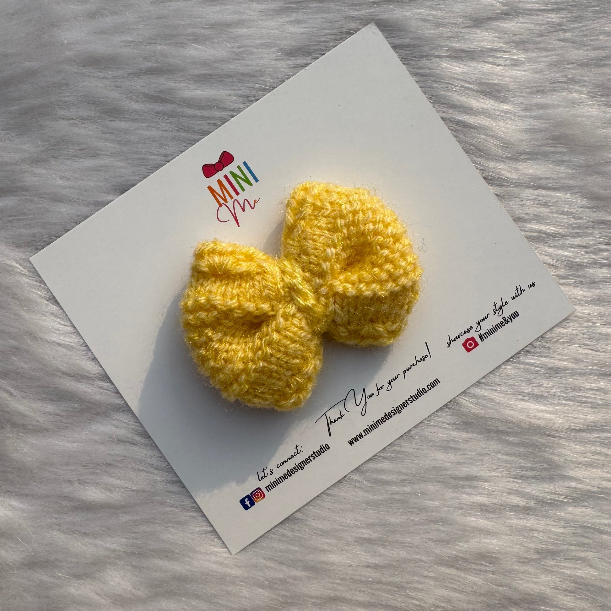 Yellow Knitted Bow Hair Clip