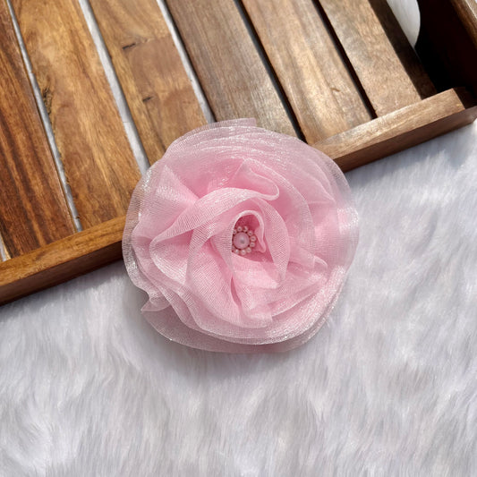 Aurora Pink Rose Flower Fascinator Hair Clip