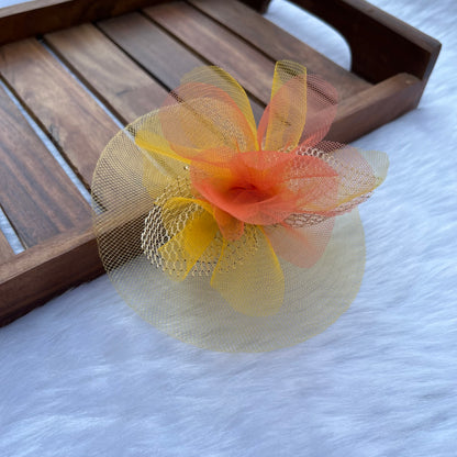 Yellow Red Floral Derby Fascinator Hat Clip