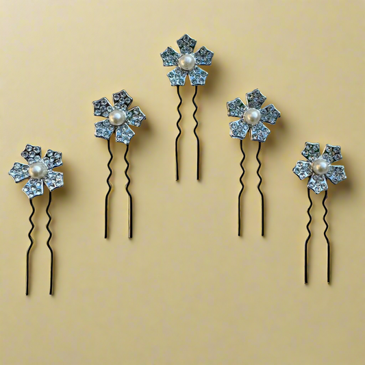 Mini Flower Pearl Hair Bobby Pins