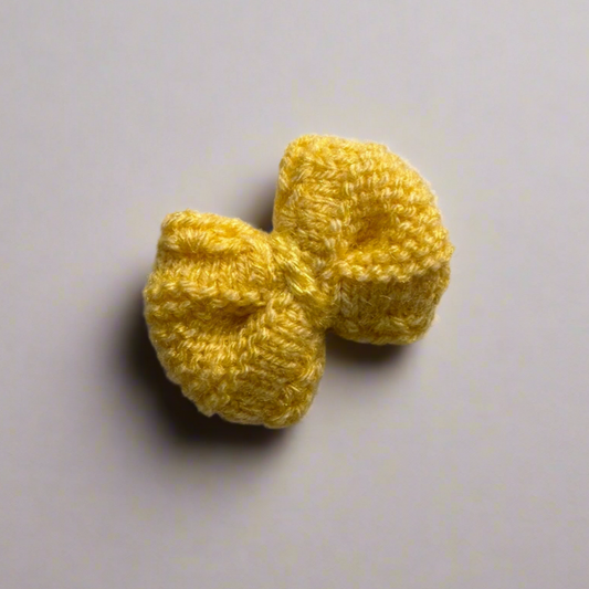 Yellow Knitted Bow Hair Clip