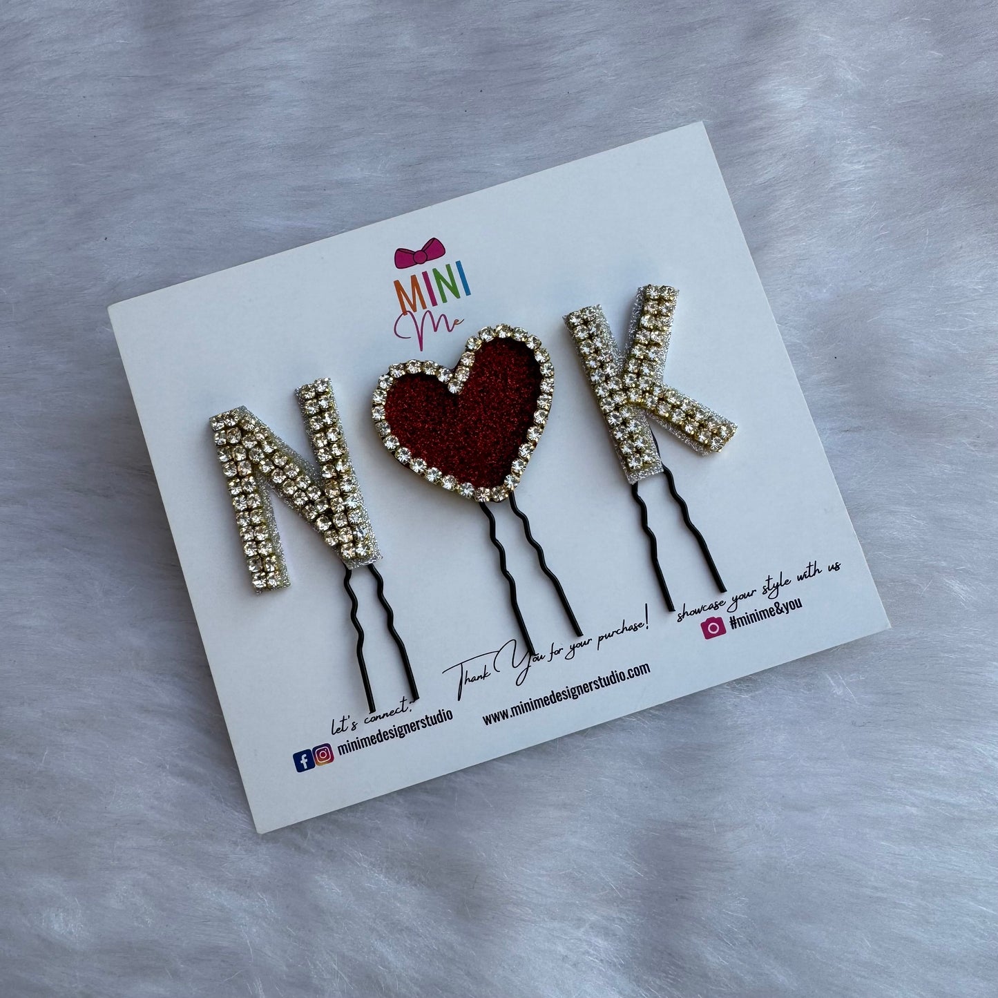 Custom Name Initials with heart Clips | Wedding Anniversary Gift