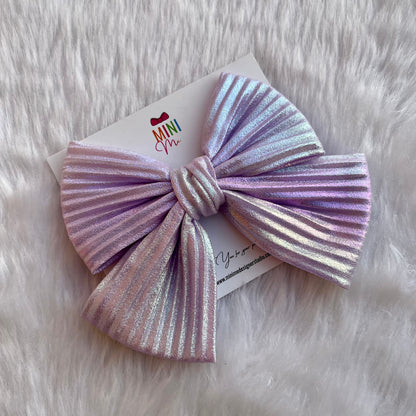 Light Purple Pleated Bow Hair Clip