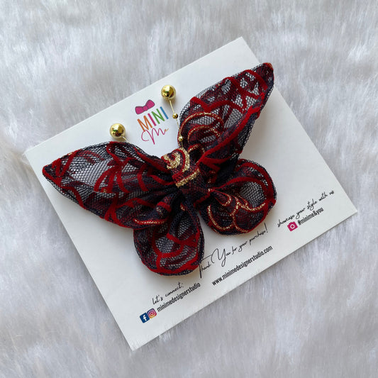 Blue and Red Crimson Butterfly Bow Hair Clip