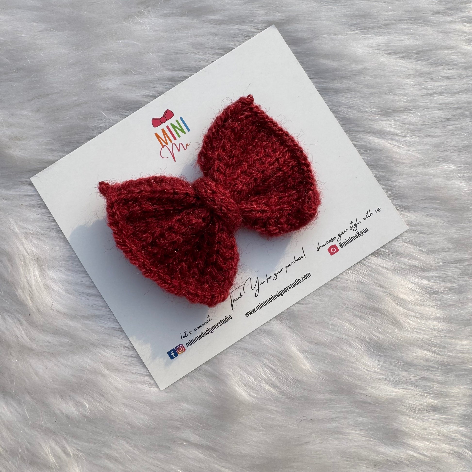 Wine Knitted Bow Hair Clip | Baby Girl