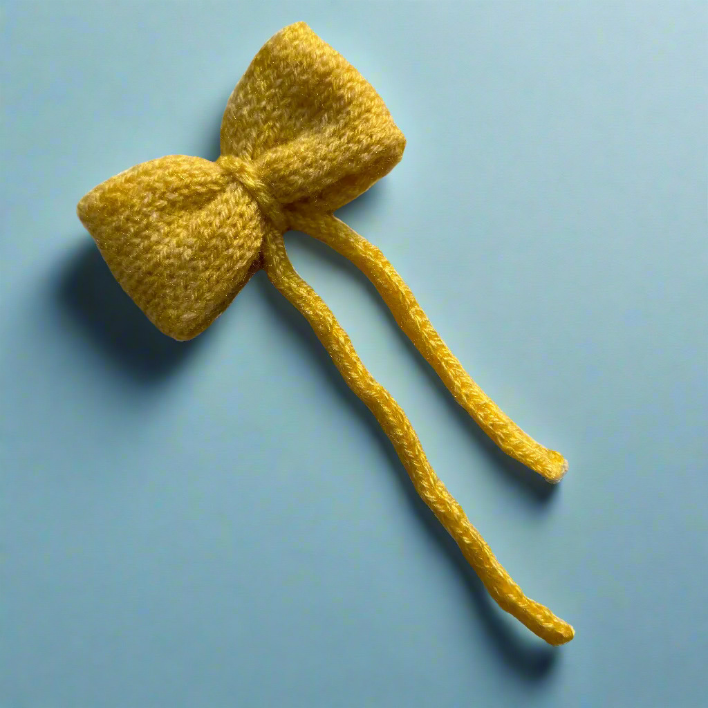 Knitted Yellow Long Tail Bow Hair Clip