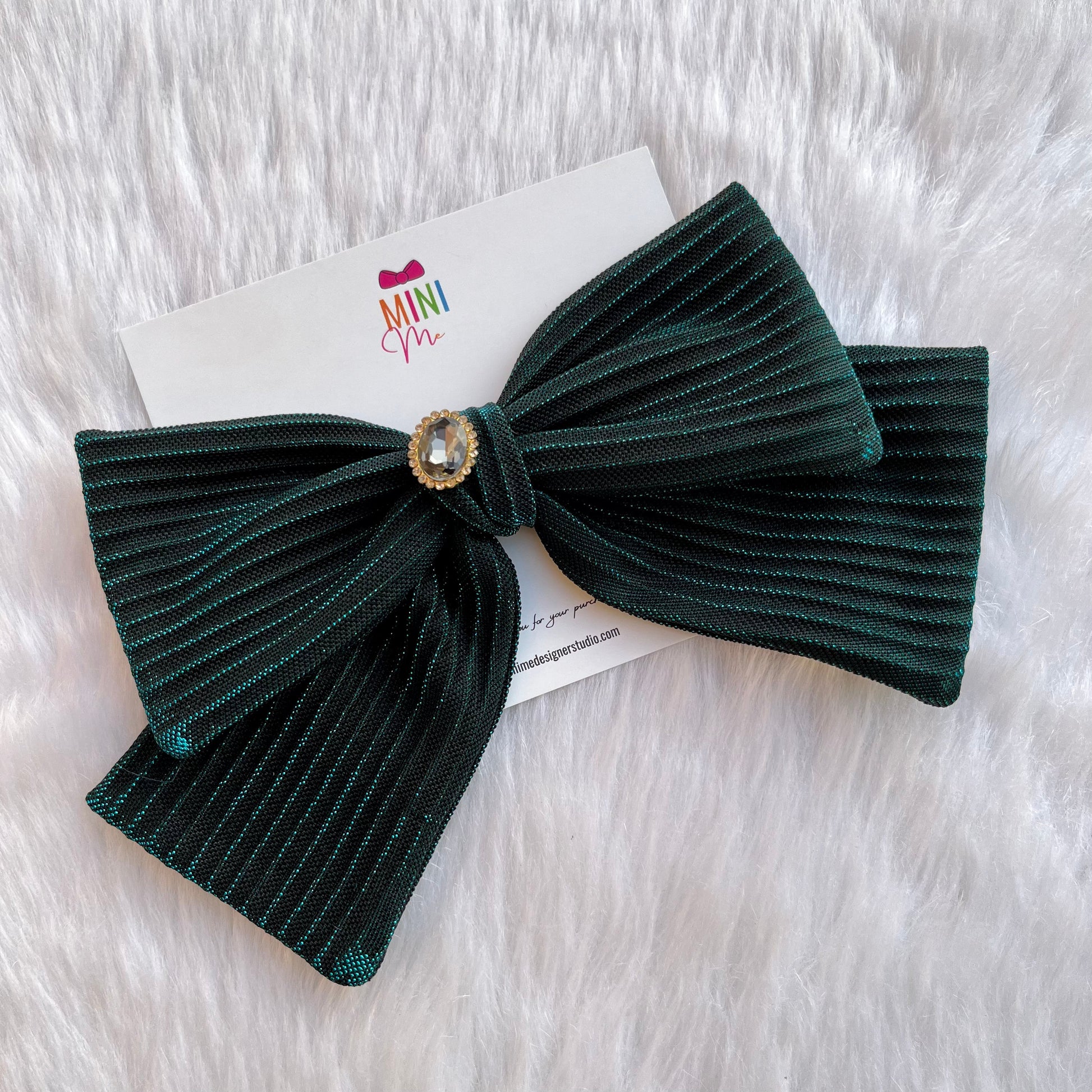 Emerald Elegance Green Bow Hair Clip