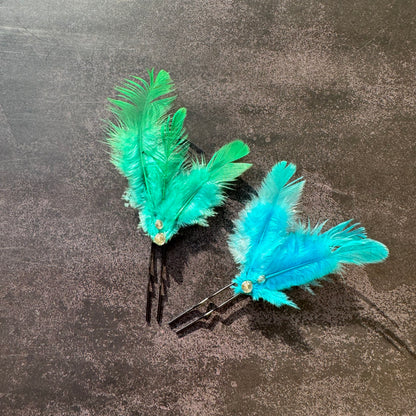 Feather Luxe Hair Pins – Blue & Turquoise