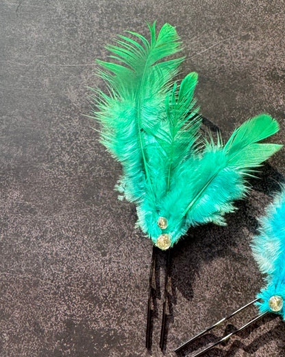 Feather Luxe Bobby Pins - Turquoise