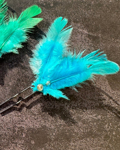 Feather Luxe Hair Pins – Blue & Turquoise