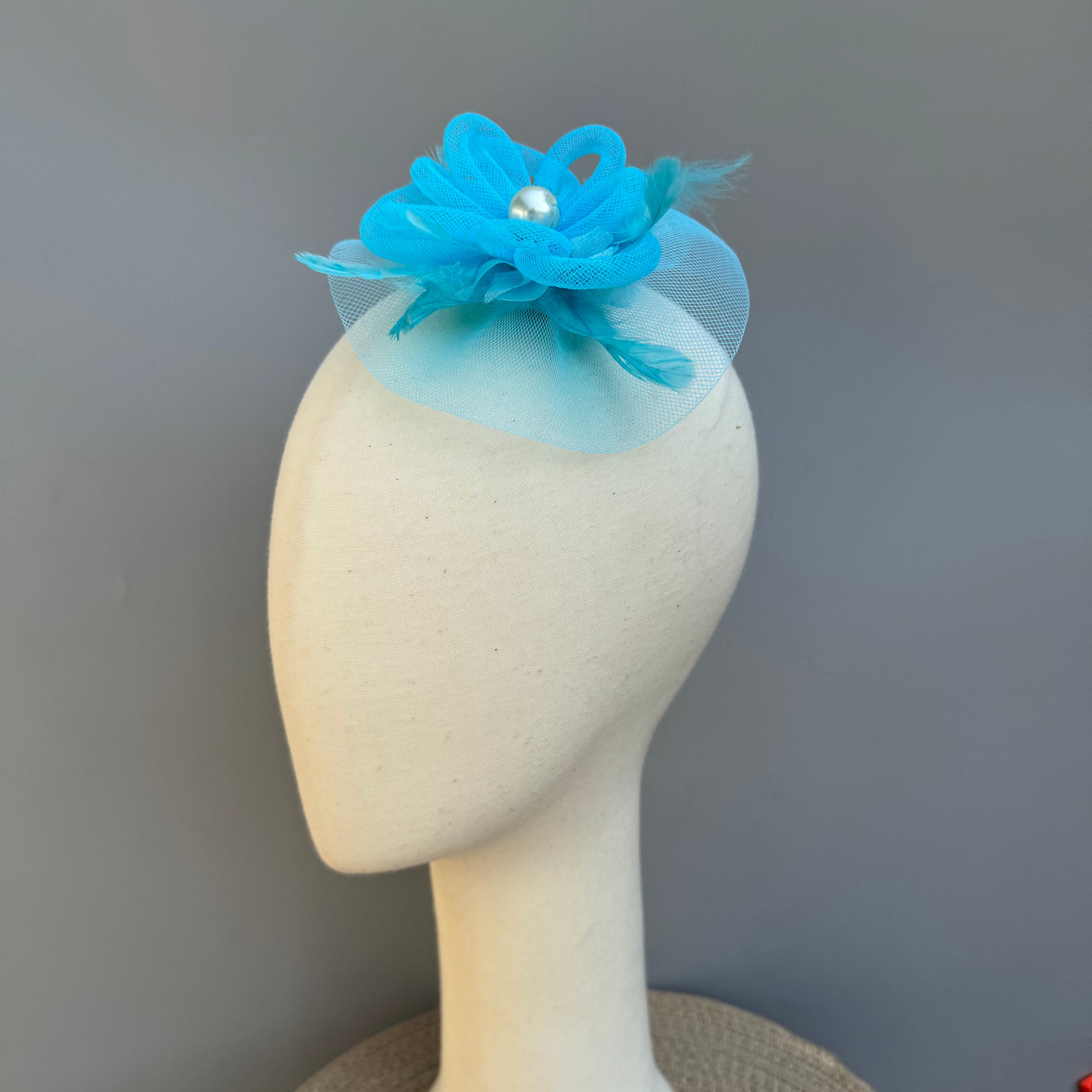 Sky Blue Floral Fascinator Hat Hair Clip