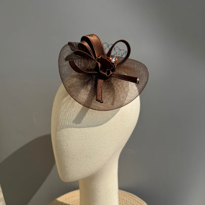 Elegant Brown Cocktail Fascinator Hat Hair Clip