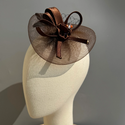 Elegant Brown Cocktail Fascinator Hat Headpiece