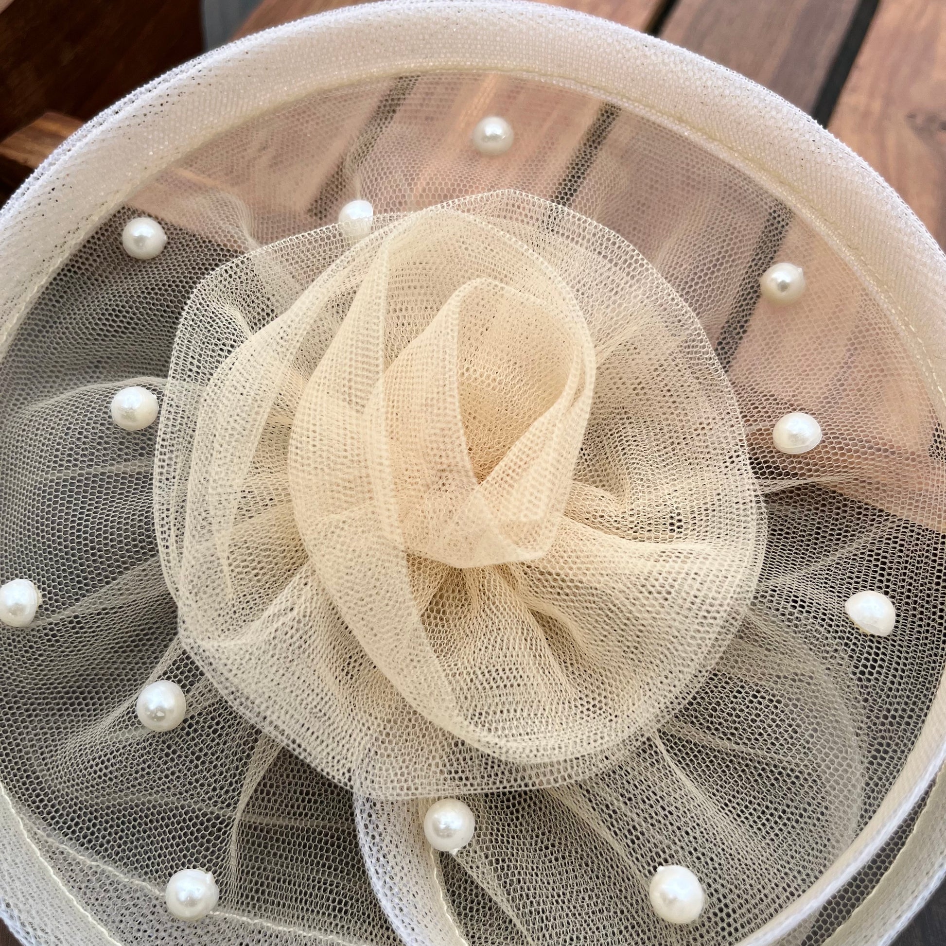 Twisted Ivory Pearls Fascinator Baby Headband