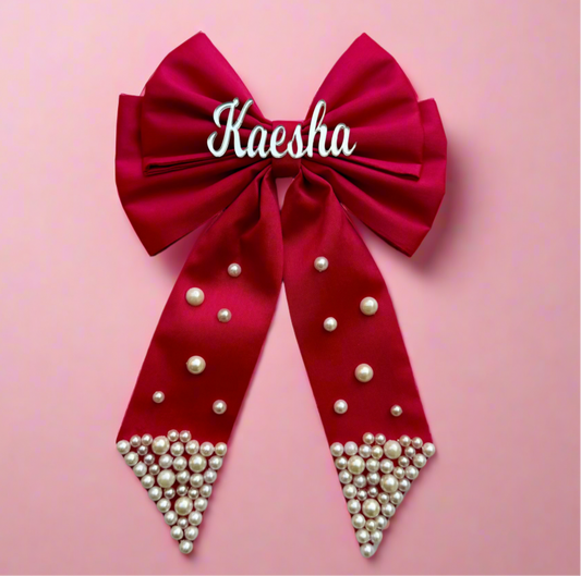 Custom Name Personalized Dark Pink Hair Bow Clip 