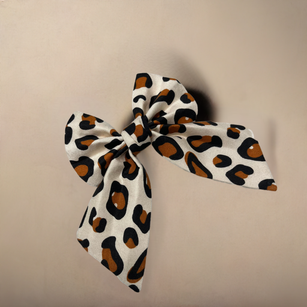 Animal Print Pigtail Bow Hair Clip