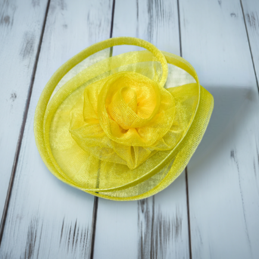 Yellow Fascinator Hat Hair Clip