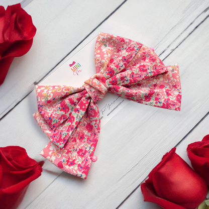 Love Blossoms Peach and Pink Hair Bow Clip