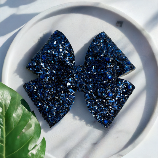 Blue Glitter Bow Hair Clip on Sale