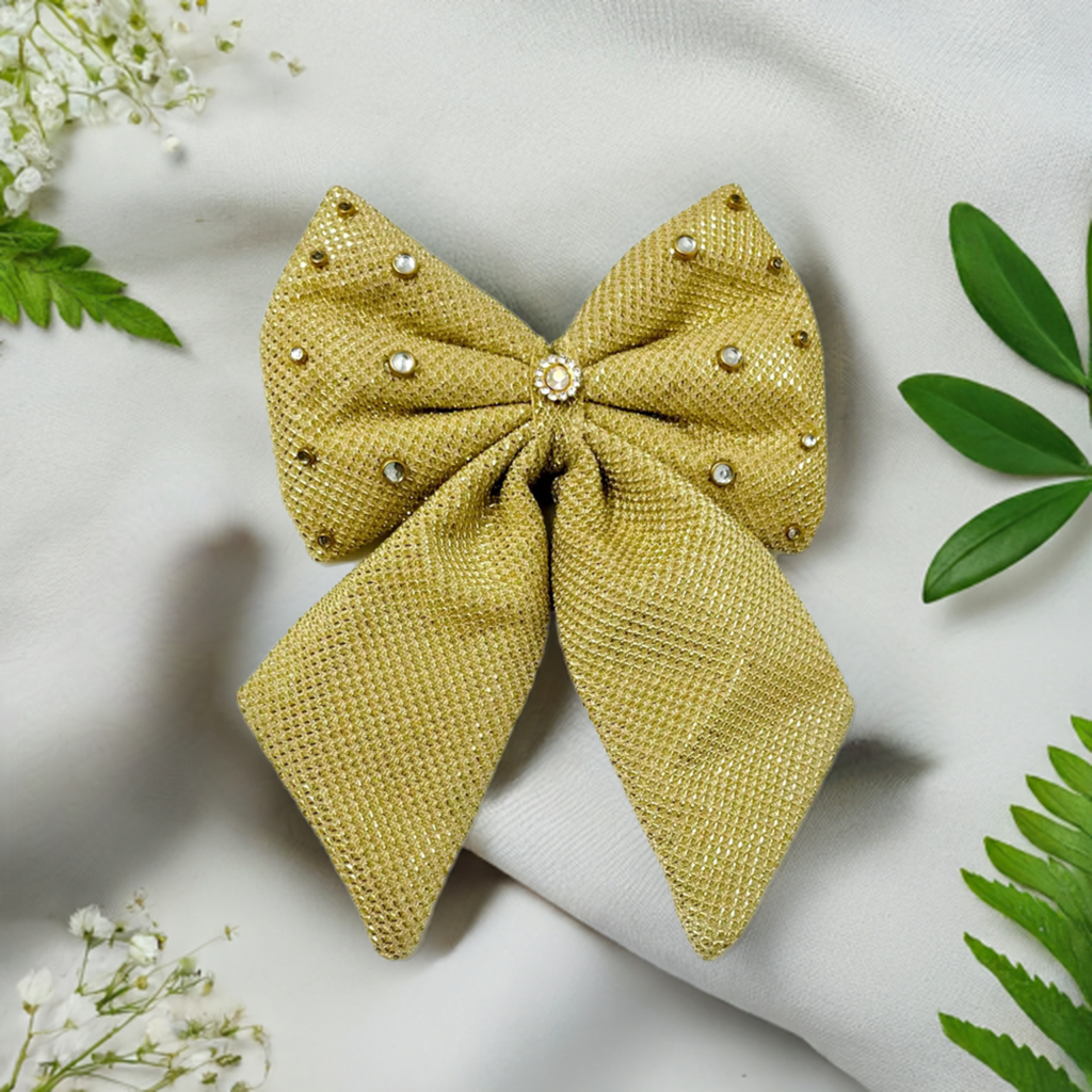 Golden Pigtail Bow | Designer Hair Accessories