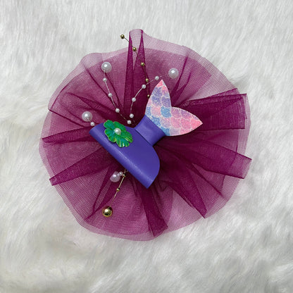 Mermaid theme wine fascinator with pearl and flower