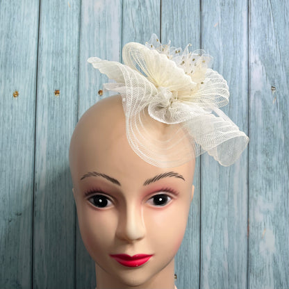 Chic Ivory Twisted Veil Fascinator | Derby and Cocktail Hat
