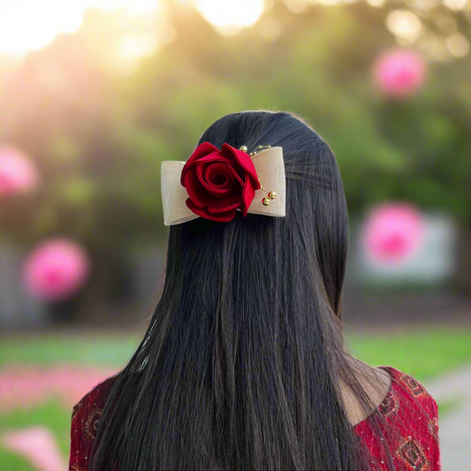 Wild Rose Red Hair Bow