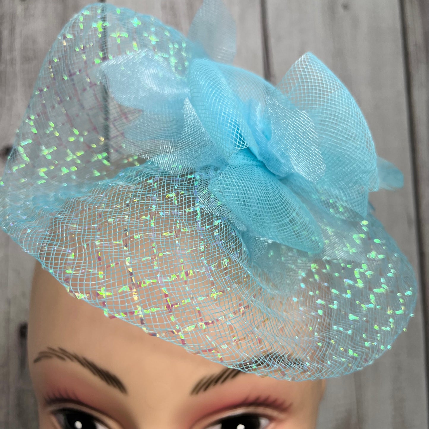 Sky Blue Majesty Fascinator Hat | Pre-Wedding Photoshoot Bridal Hat