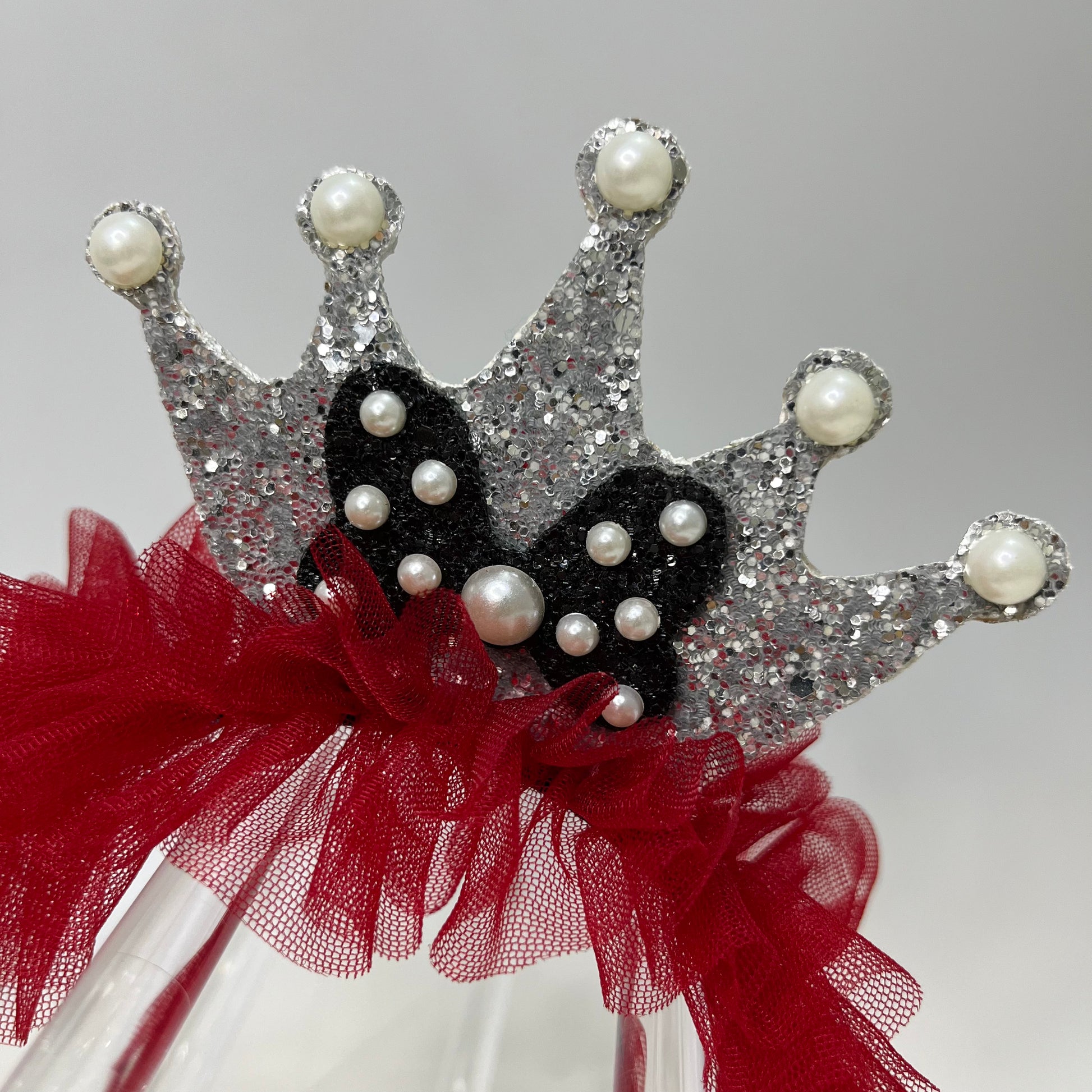 Red Silver Black Hair Band for Baby Girl with Pearls
