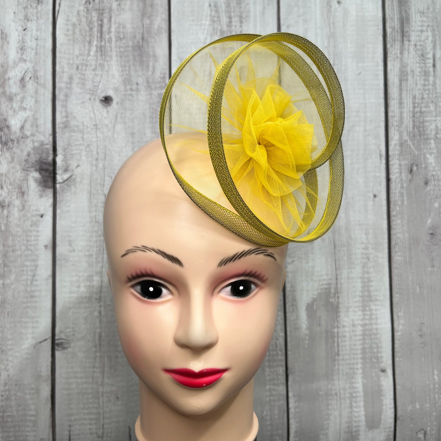 Twisted Mustard Yellow Fascinator Hat | Couture Hair Accessory