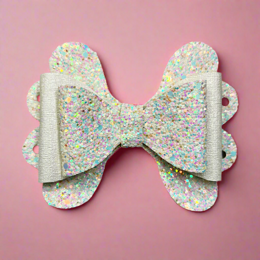 White Glitter Bow Baby Hair Clip