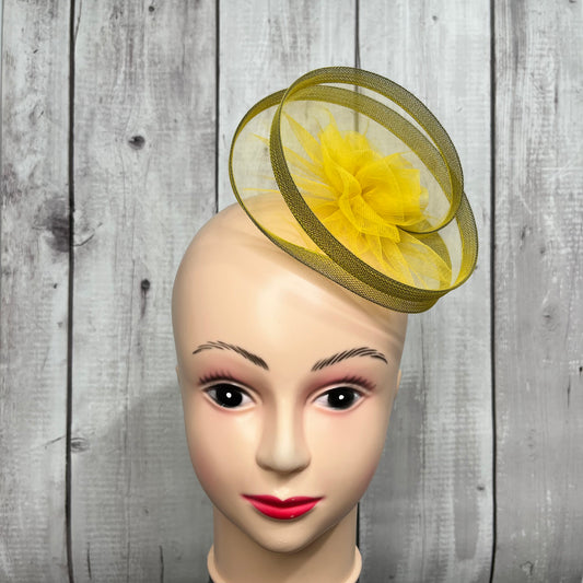 Twisted Mustard Yellow Fascinator Hat Hair Clip
