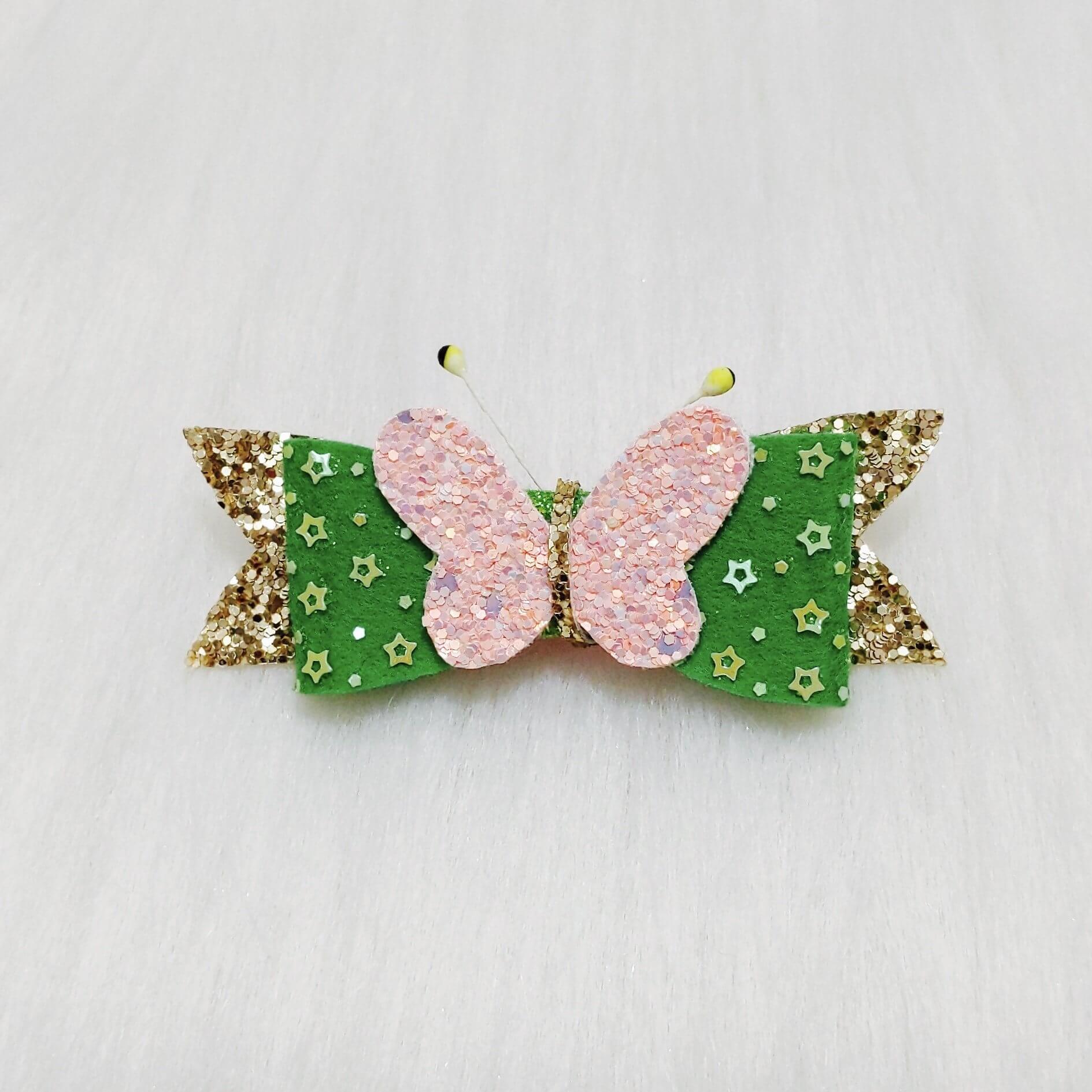 Tinkerbell Fairy Green Hair Bow Clip | Hair Accessories for Kids and Girls