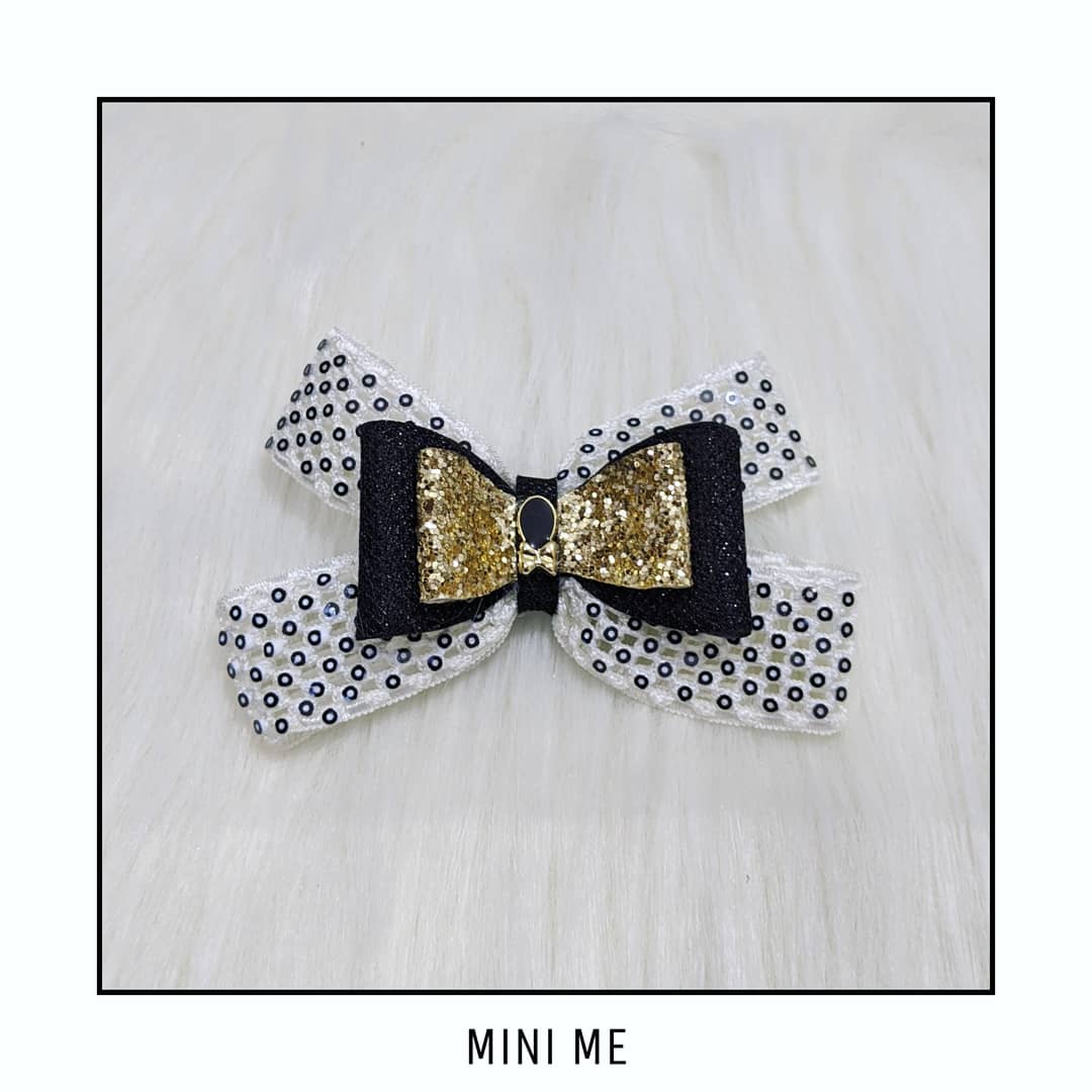 Black and White Sequin Skirt Set with Hair Bow Clip | Designer Kids Wear