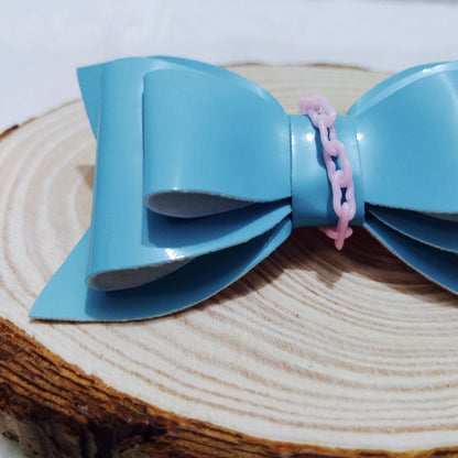 Aqua Blue Chain Bow Hair Clip | Hair Accessories for Kids and Girls