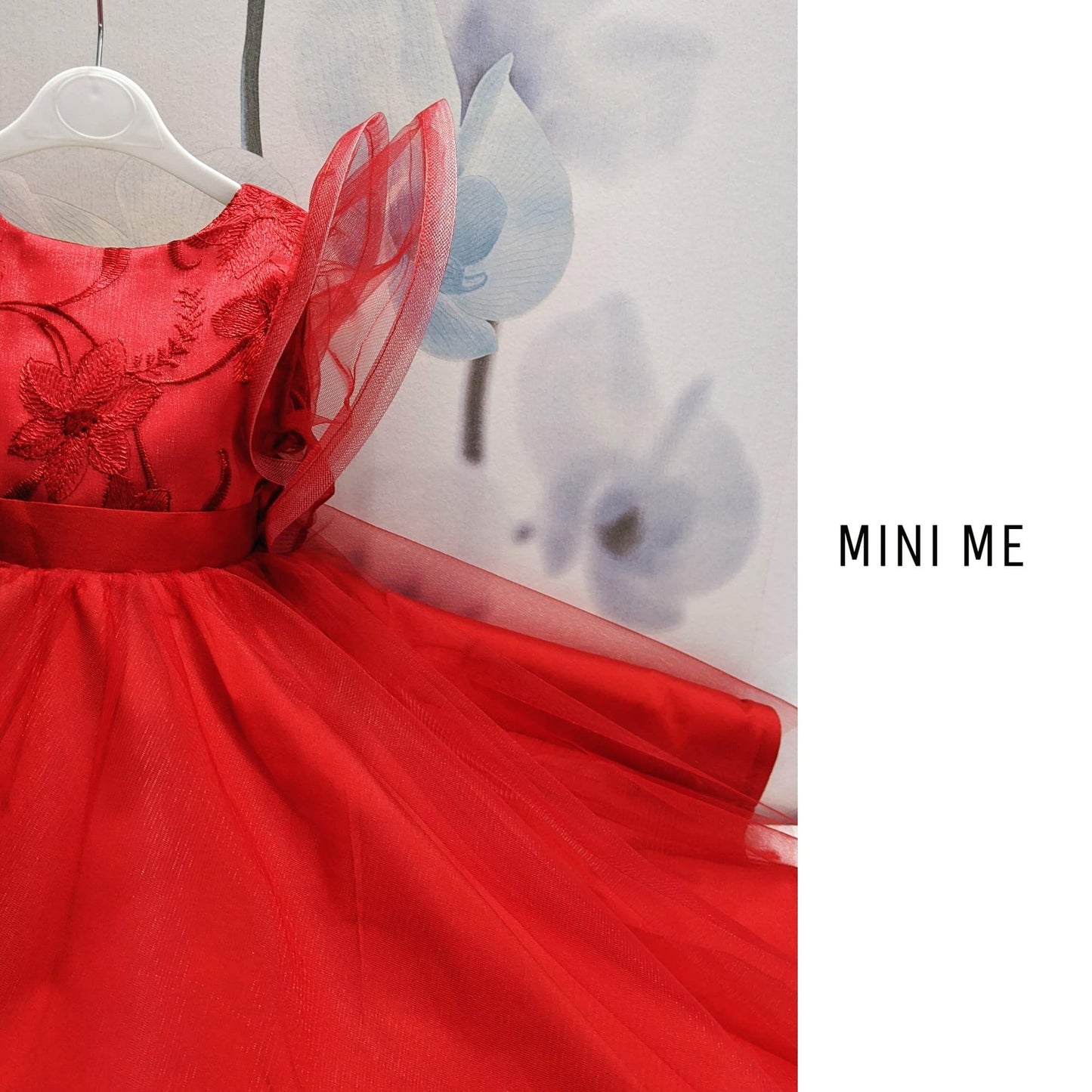 Red Flair Gown with Statement Sleeves | Trendy Kids Wear