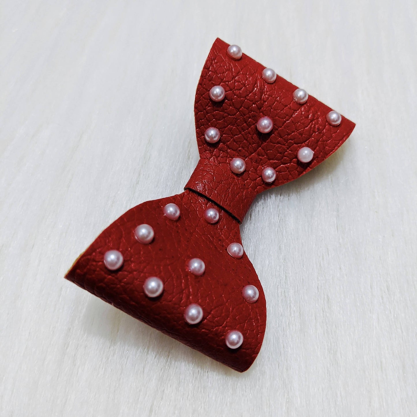Red & White Pearls vintage Bow Hair Clip | Designer Hair Accessories | Kids & Girls