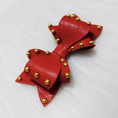 Red and Gold Pearls Bow Hair Clip | Hair Accessories for Kids and Girls