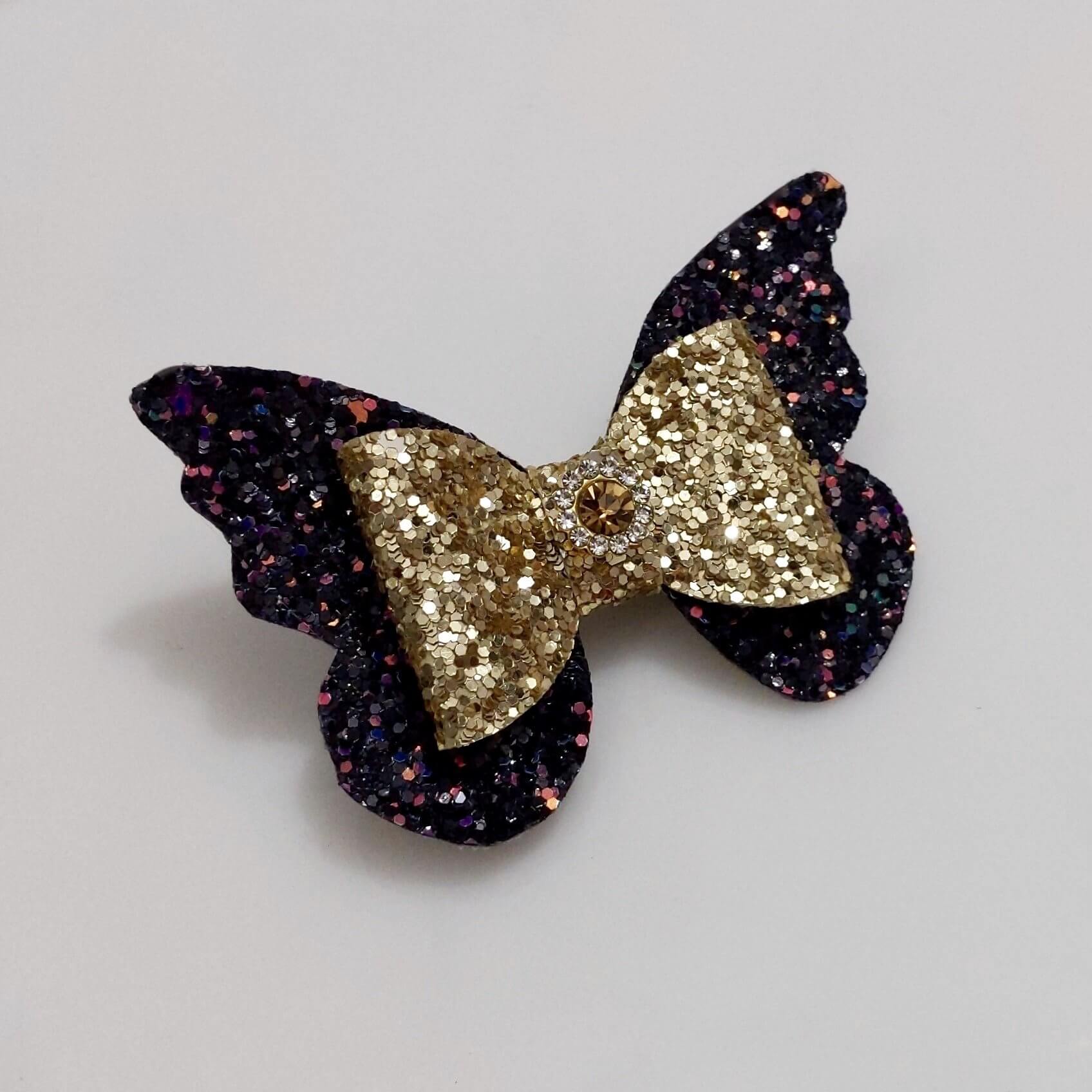 Black & Gold Butterfly Bow Hair Clip |  Designer Hair Accessory for Kids and Girls