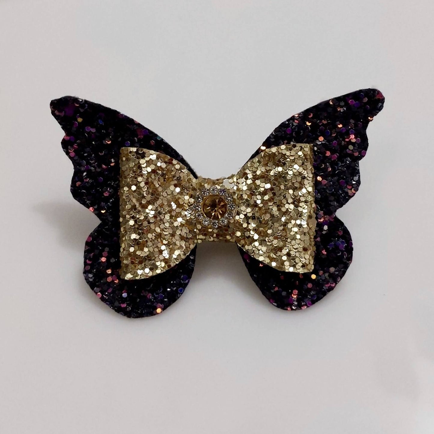 Black & Gold Butterfly Bow Hair Clip |  Designer Hair Accessory for Kids and Girls