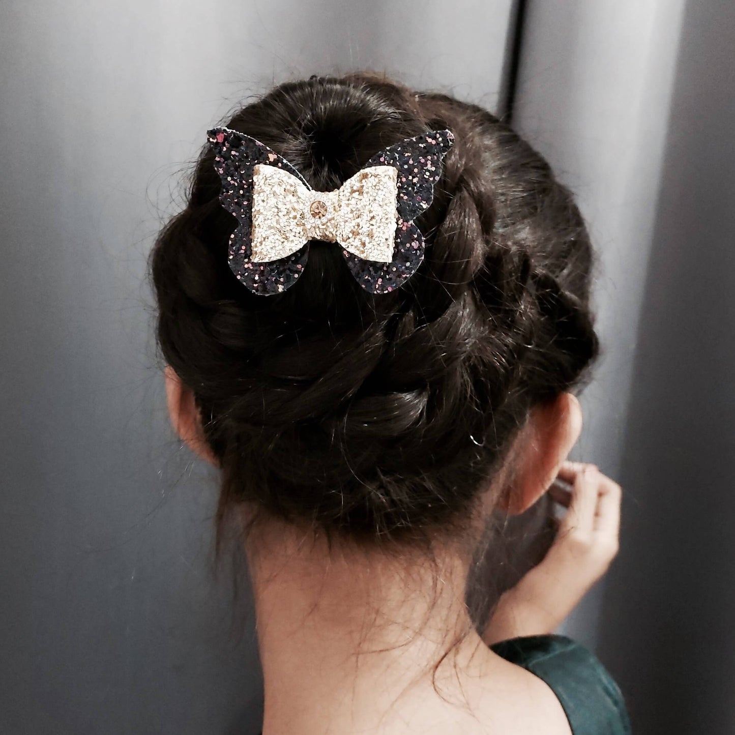 Black & Gold Butterfly Bow Hair Clip |  Designer Hair Accessory for Kids and Girls