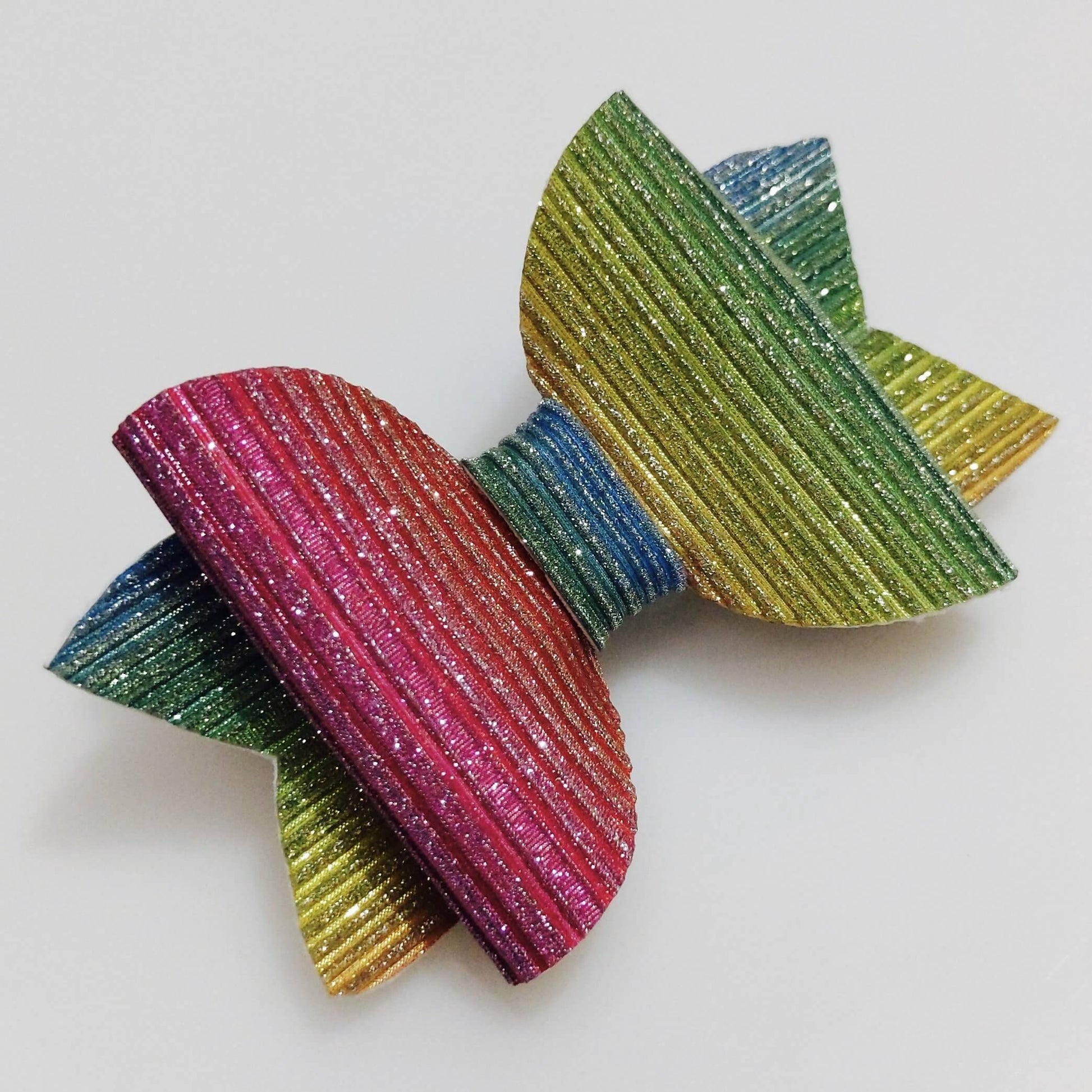 Sparkly Rainbow Layered Hair Bow Clip | Designer Hair Accessories for Kids & Girls