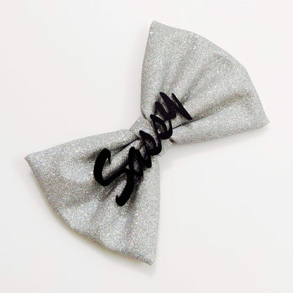 Custom Name Silver Bow Hair Clip | Personalized Gift for Girls