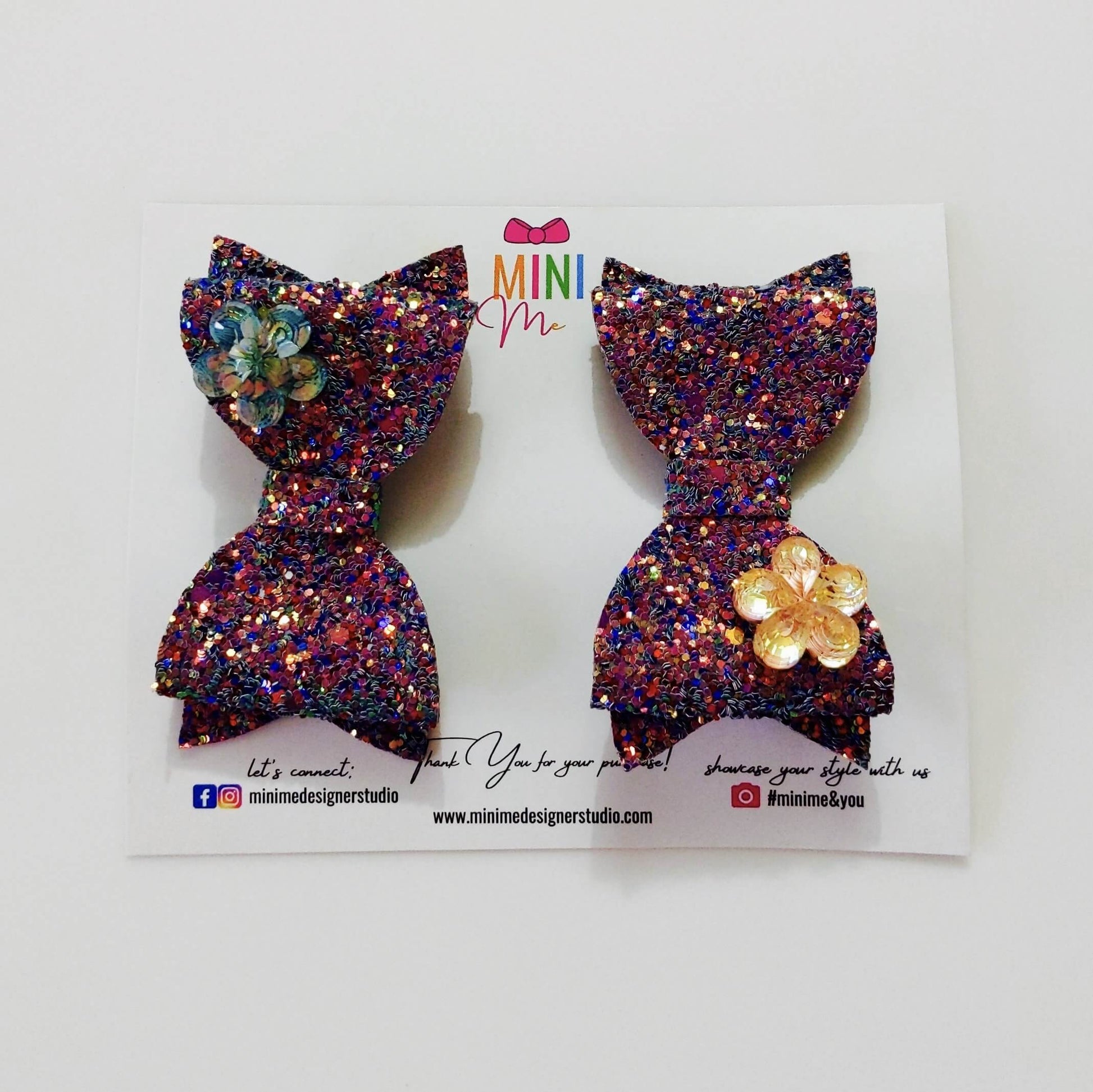 Multicolor Glitter Flower Bow Hair Clip | Designer Hair Accessories for Girls & Kids