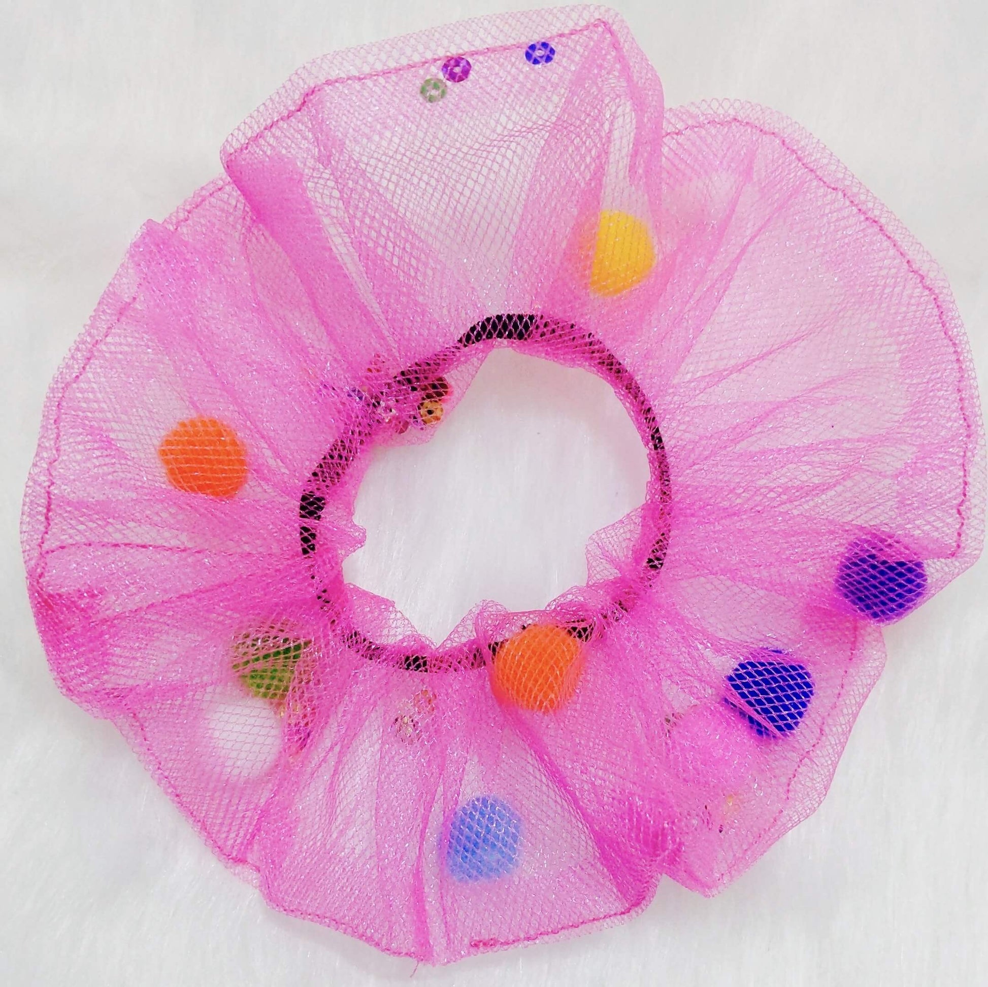 Candy Vibe Pink Tulle Scrunchie | Buy Online
